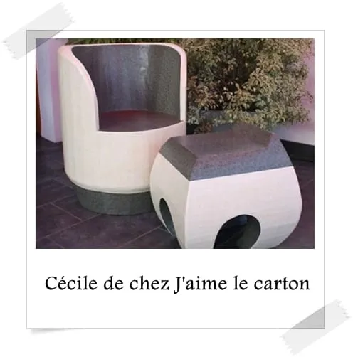 Jaimelecarton ensemble fauteuil pouf