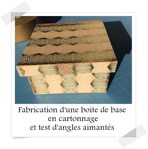 Fabrication dune boite de base en cartonnage et test dangles aimant s