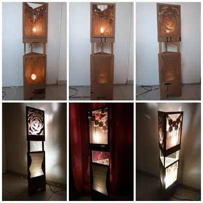 Luminaire triangulaire sur pieds